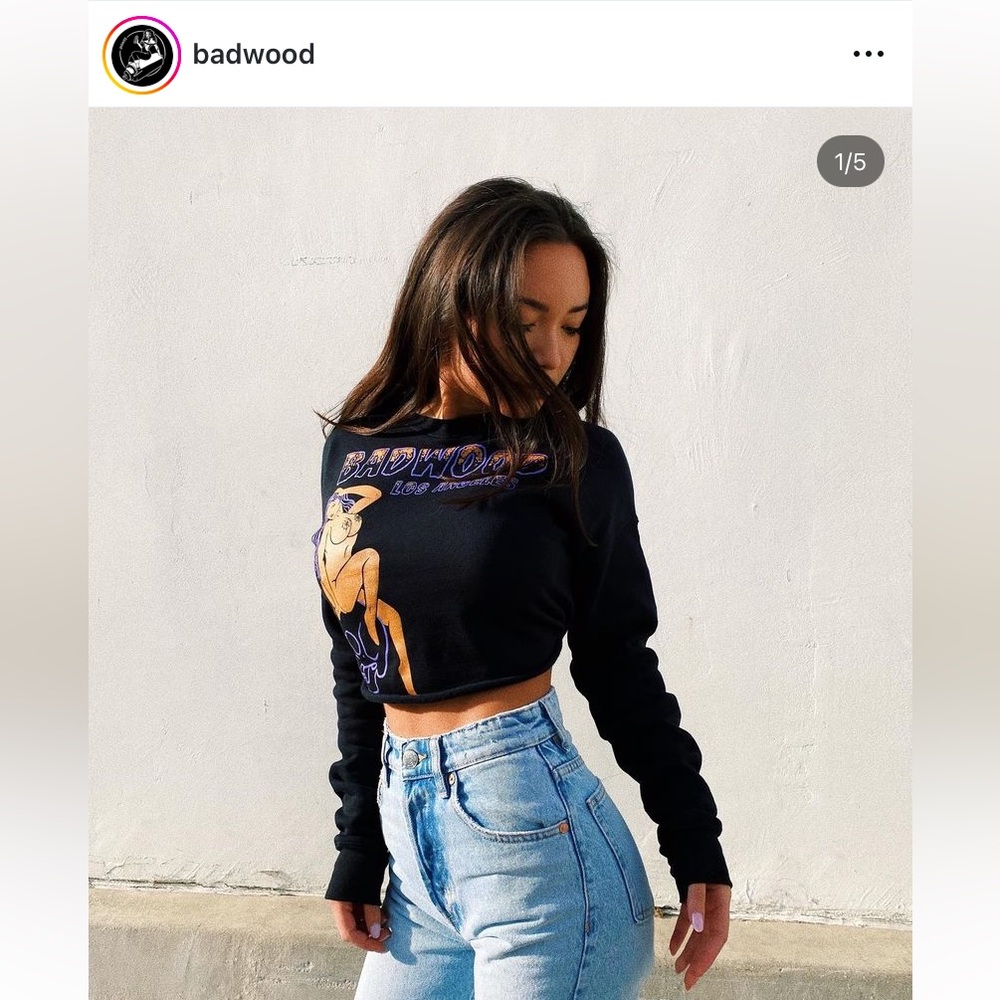 BADWOOD DEATH WISH CROPPED CREWNECK SIZE SMALL